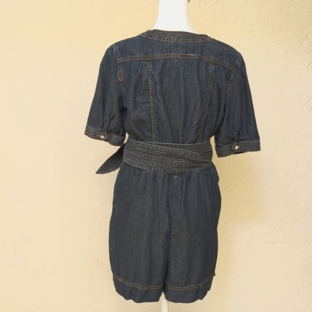 Pilcro by Anthropologie Denim Wrap Short Sleeve Romper Size 4 - Picture 6 of 12